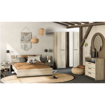 Schlafzimmerset Waylon | Doppelbett, Nachttisch, Kleiderschrank, Kommode | Waterford Oak Design