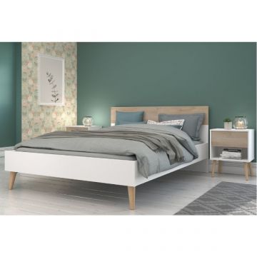 Schlafzimmerset Hardy | Doppelbett, Nachttisch | Eiche Weiß Design
