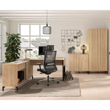 Schreibtischset Faro | Schreibtisch, Auszug, Aktenschrank, Ablageschrank | Design Blonde Oak