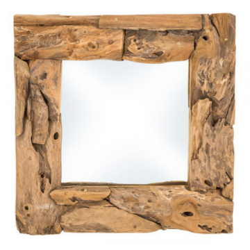 Wandspiegel Root 50x50cm quadratisch Teak/Wurzelholz