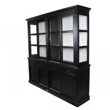 Buffetschrank Provence 220cm mit 8 Türen und 4 Schubladen - schwarz/weiss 