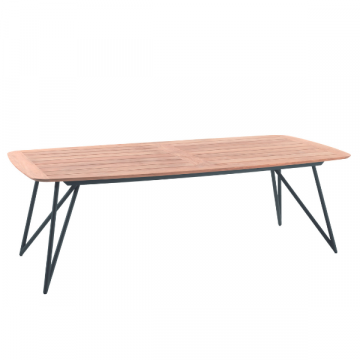 Gartentisch Talinn 250x110cm aus verzinktem Stahl - Teakholz/schwarz