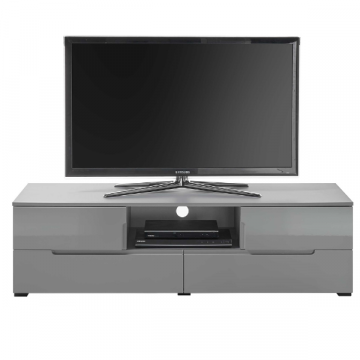 TV-Möbel Seta mit 4 Schubladen und offenem Fach - hochglanz-grau