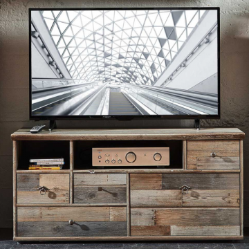 TV-Möbel Clem 130cm 4 Schubladen und 1 Flügeltür - Driftwood