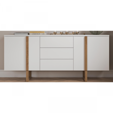 Sideboard Birka mit 2 Türen und 3 Schubladen - Eiche/weiß
