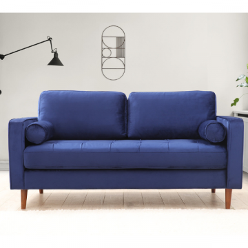 Komfortables und stilvolles 2-Sitz-Sofa | Buchenholzrahmen | 100% Polyester-Stoff | Marineblau