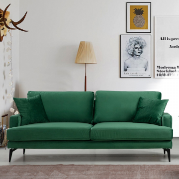Bequemes 2-Sitz-Sofa | Buchenholzrahmen, Farbe Grün