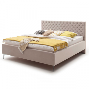 Doppelbett Janice mit Stauraum 160x200cm - beige/chrom
