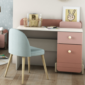 Janne Schreibtisch 1 Drehtür und 1 Schublade-matt rosa/matt weiß