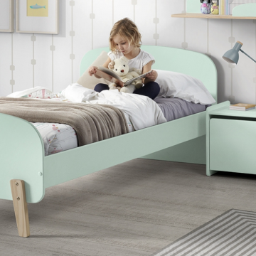 Kinderbett 90x200 cm mit Lattenrost und Nachttisch Kiddy-mintgrün