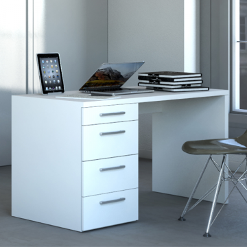 Schreibtisch Morten mit vier Schubladen - weiß