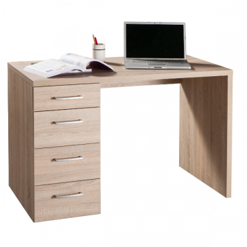 Schreibtisch Morten mit vier Schubladen - Eiche Dekor