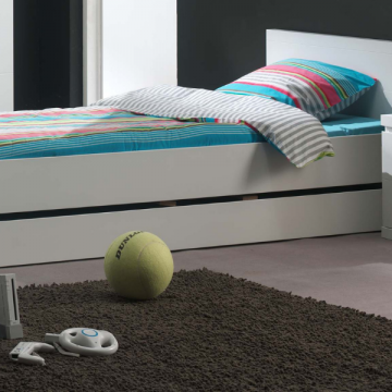 Kinderbett Lara 90x200 cm mit Bettkasten - weiß