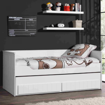 Schlafsofa Robin 90x200 cm mit 2 Wandregalen-weiß