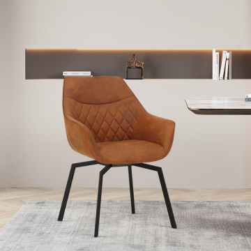 Doron Stuhl aus Mikrofraser und PU cognac | Metallbeine | Drehbar