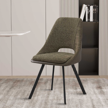 Filou' Bouclé dunkelgrün Stuhl | dunkelgrün PU-Polsterung - 85x48x56cm