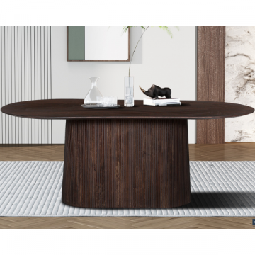 Ovaler dunkelbrauner Tisch 'Miguel' - 200 cm | Massivholz Mango | H76 x B200 x T100 cm