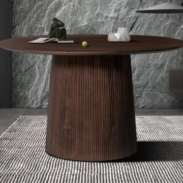 Runder dunkelbrauner Tisch 'Miguel' | Magnolienholz massiv | 76H x 130B x 130D cm