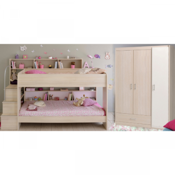 Kinderzimmer-Set Bibop | Etagenbett, Kleiderschrank mit drei Türen