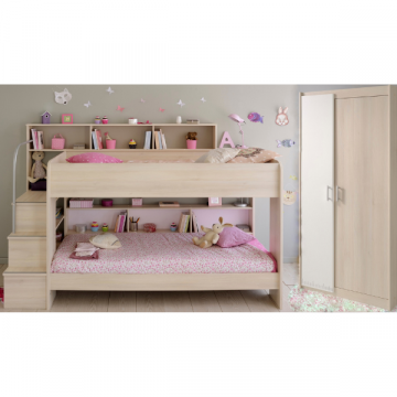 Kinderzimmer-Set Bibop | Etagenbett, Kleiderschrank mit zwei Türen