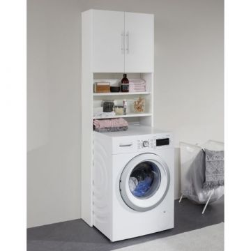 Waschmaschinenschrank Basix | 64 x 25 x 190 cm | Melaminbeschichtet, Weiß