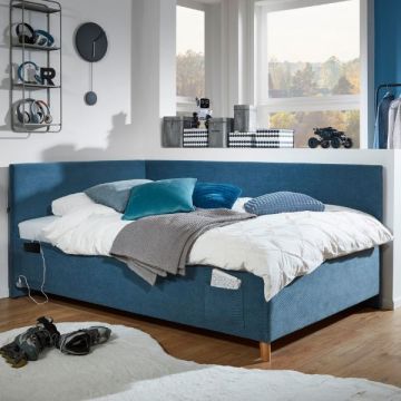 Doppelbett Cool | Mit Rückenlehne | 140 x 200 cm | Blaues Design