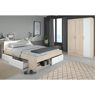 Schlafzimmer-Set Most | Doppelbett mit Stauraum, Kleiderschrank