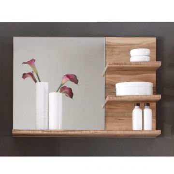 Spiegel mit Ablageflächen | 72 x 20 x 57 cm | Serie Cancun/Baum | Walnut Wood