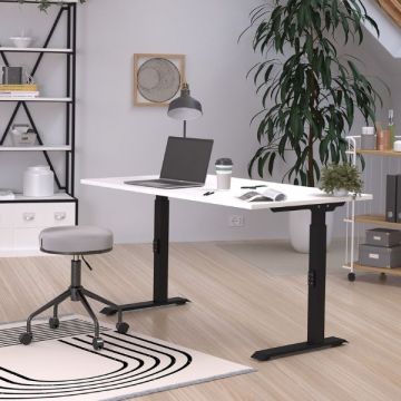 Schreibtisch Hermoso | 140 x 80 x 91 cm | Weiß-schwarzes Design