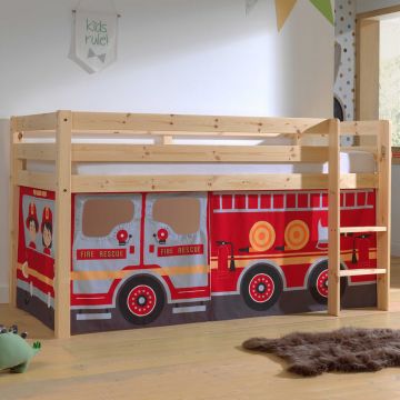 Halbhochschläfer Charlotte mit Schlafzelt Feuerwehrfahrzeug - natur