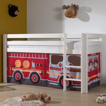 Halbhoher Schlafwagen Charlotte mit Schlafzelt Feuerwehrfahrzeug - weiß