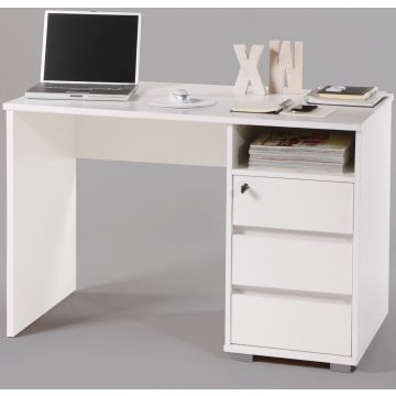 Schreibtisch Primos 110cm mit 3 Schubladen - weiß 