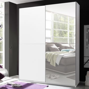 Kleiderschrank Salamanca 170cm mit 2 Türen und Spiegel - weiß