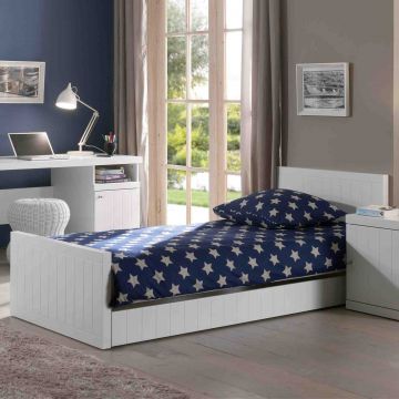Kinderbett Robin 90x200 cm mit Bettkasten - weiß
