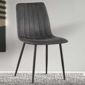 Stuhl Willie - Samt grau/Füße schwarz