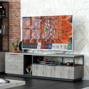TV-Möbel Savanna 180cm 1 Tür und 1 Schublade - grau