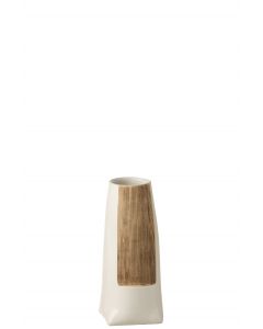 Vase ibiza rund keramik weiß/braun small