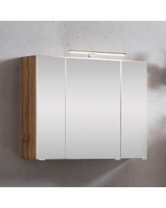 Spiegelschrank Kornel/Luna 80cm 3 Türen und LED-Beleuchtung - Eiche