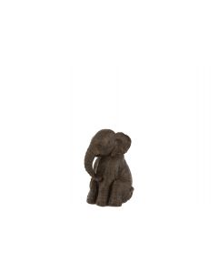 Elefant sitzend poly dunkel braun