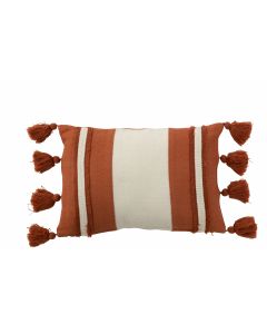 Kissen linie + quaste textil terracotta