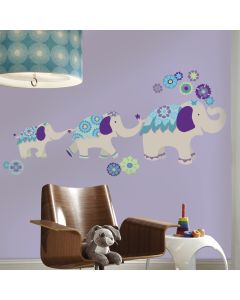 Wandsticker RoomMates - Elefanten (blau/lila)