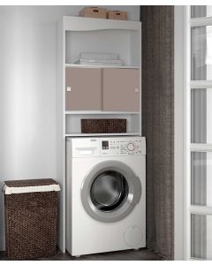 Schrank für Waschmaschine, Trockner oder WC Willa - weiß/taupe