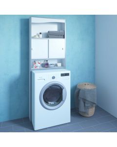 Schrank für Waschmaschine, Trockner oder WC Willa Surf - weiß/taupe