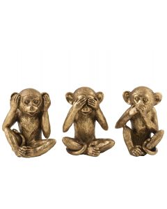 Die drei weisen Affen "nichts sehen, nichts hören, nichts sagen" - Gold