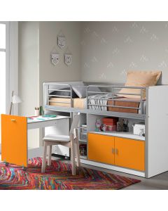 Halbhochbett mit Schreibtisch Bonny 91 - orange