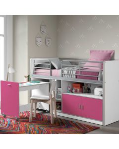 Halbhochbett mit Schreibtisch Bonny 91 - pink