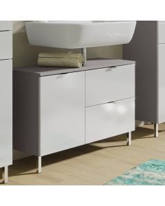 Waschbeckenschrank Mauro 80cm mit 2 Türen und Schublade - graphit/weiß