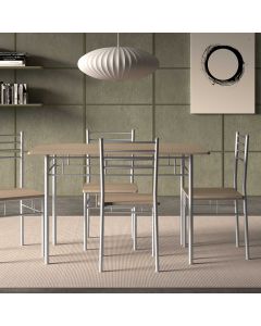 Tischset Amelia mit 4 Stühlen - Metall/Spanplatte